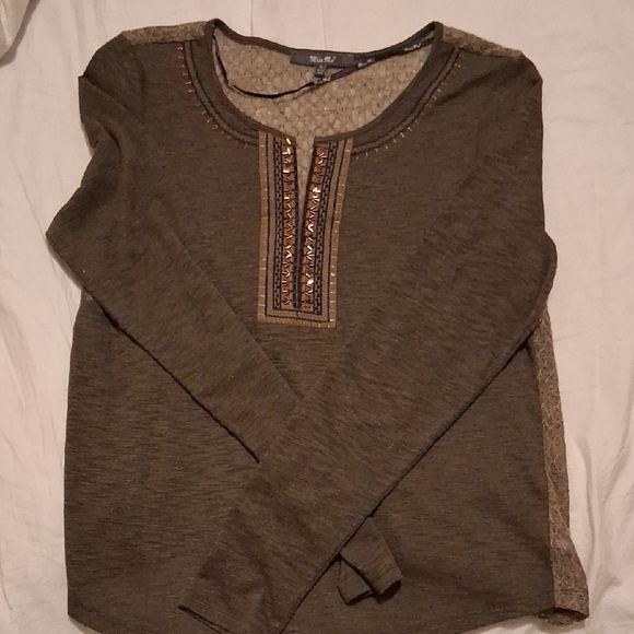 Miss Me Tops - Miss Me Olive Knit Butterfly Top Size Small